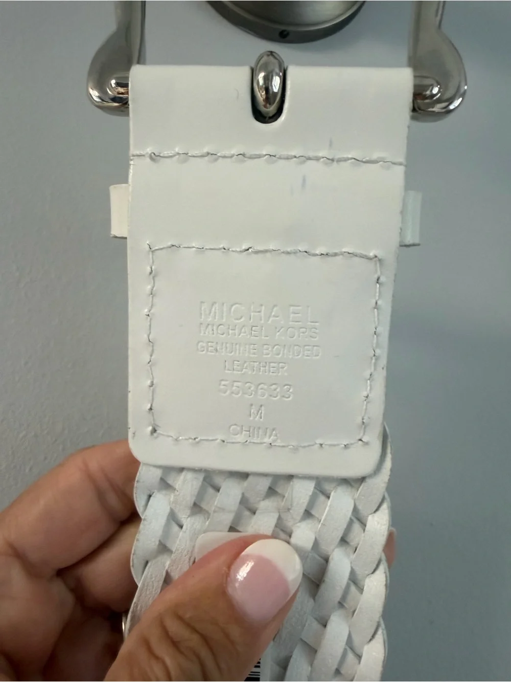 MICHAEL Michael Kors White Braided Leather womens Belt
